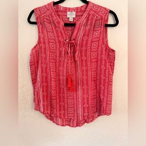 St. John's Bay Red Patterned Sleeveless Blouse